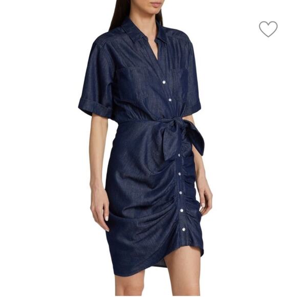 Veronica Beard Hensley Chambray Tie-Waist Shirtdress Size 2 - Picture 3 of 11